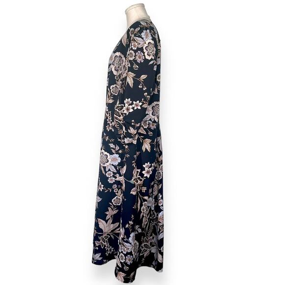 ELIZA J Botanical Floral Shift Maxi Dress V-Neck Cocktail Blue White Padded 22W - Picture 7 of 13